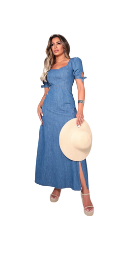 vestido jeans fenda