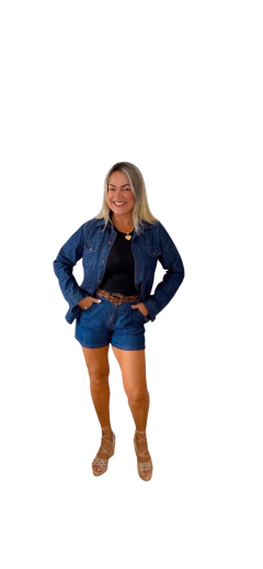 Conjunto jeans Shorts e camisa tencel