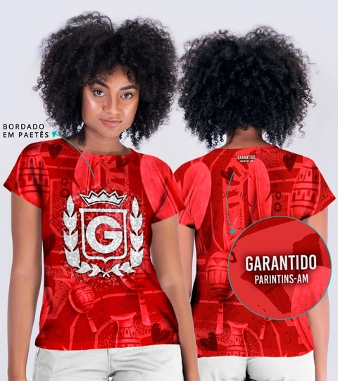 Blusa Babylook Brasão com Lantejoula