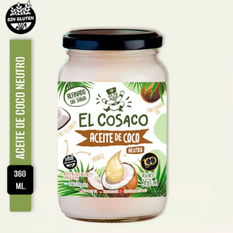 Aceite De Coco NEUTRO Sin Gluten El Cosaco 380 ml