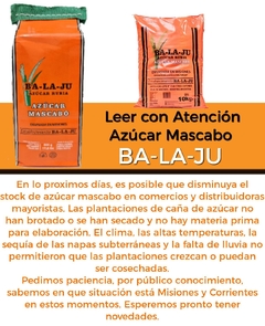 Azúcar Integral Mascabo Agroecológica De Misiones Ba-La-Ju La Mejor De Todas !! - comprar online