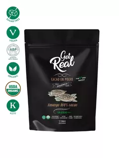 Cacao En Polvo Puro Amargo Sin Gluten Orgánico Get Real 250 Grs - TEMPLE ORGANICO - Tienda De Alimentos Orgánicos y Agroecológicos