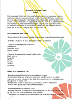 Workshop Estampacion Textil Experimental - tienda online