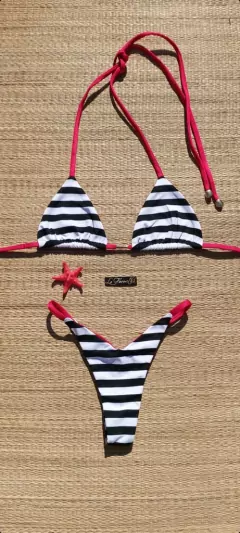BIQUÍNI CORTININHA E CALCINHA FIXA MARINHEIRO