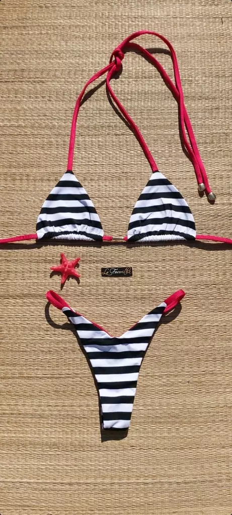 BIQUÍNI CORTININHA E CALCINHA FIXA MARINHEIRO