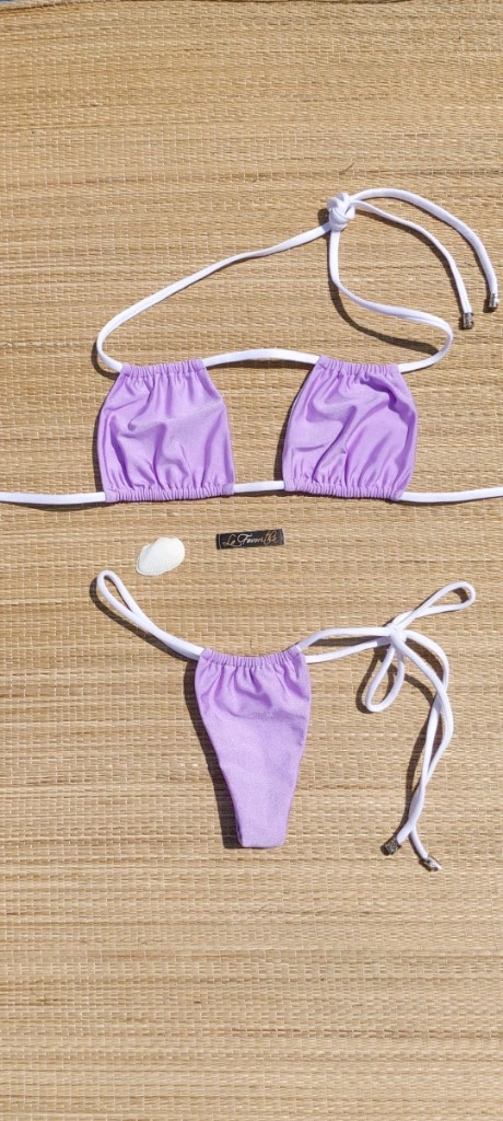 BIQUINI CORTININHA LILÁS E BRANCO