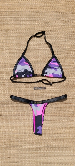 BIQUÍNI CORTININHA REGULADOR E CALCINHA FIO MILITAR ROSA - comprar online