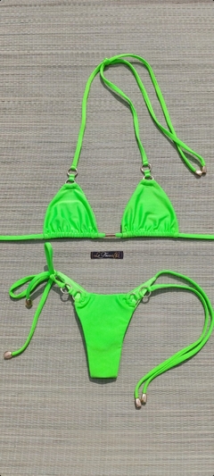 BIQUÍNI CORTININHA E CALCINHA EMPINA BUMBUM 2 ARGOLAS VERDE NEON