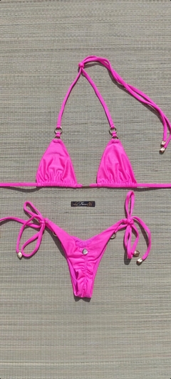 BIQUÍNI CORTININHA E CALCINHA EMPINA BUMBUM 2 ARGOLAS PINK - comprar online