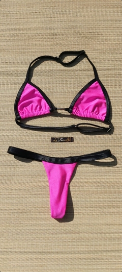 BIQUÍNI CORTININHA REGULADOR E CALCINHA FIO PINK /PRETO - comprar online
