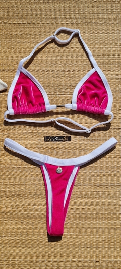 BIQUÍNI CORTININHA REGULADOR E CALCINHA FIO VELUDO PINK