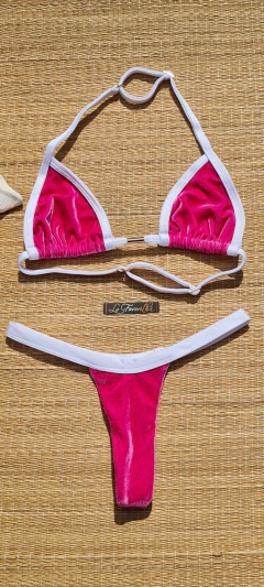 BIQUÍNI CORTININHA REGULADOR E CALCINHA FIO VELUDO PINK - comprar online