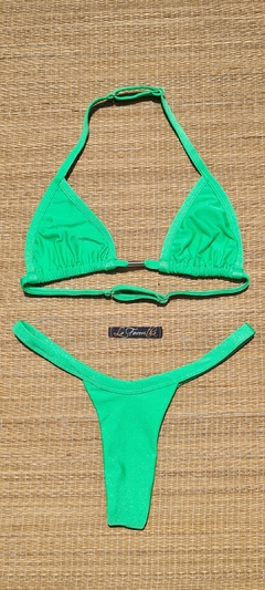 BIQUÍNI CORTININHA REGULADOR E CALCINHA FIO VERDE NEON - comprar online