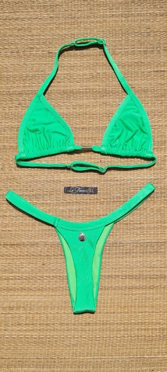 BIQUÍNI CORTININHA REGULADOR E CALCINHA FIO VERDE NEON