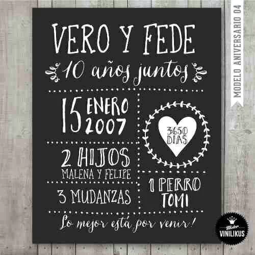 Lámina Imprimible Pizarra Aniversario Boda Personalizada 04