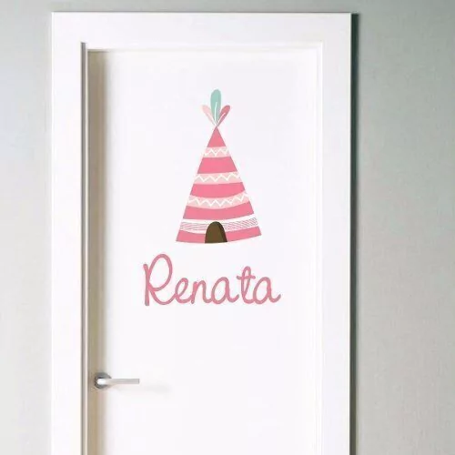 Vinilo Para Puerta Carpita Con Tu Nombre Personalizado