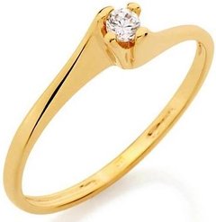 Anel Solitário em Ouro 18K com Pedra de Diamante - comprar online