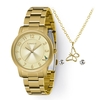 Relógio feminino analógico Lince LRGJ142L KN67 Dourado + kit acessórios