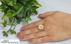 Anel redondo ouro 18 k grande