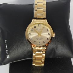 Relógio analógico feminino Lince LRGH034L B2KX dourado pequeno