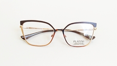 Armação para óculos de grau Platini P9 1195 I160 Marrom e dourado metal na internet