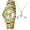 Relógio feminino analógico Lince LRGJ138L dourado + Kit acessórios