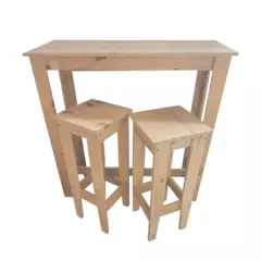 Desayunador de pino con banquetas