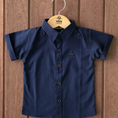 Camisa Infantil Algodão Premium Azul Marinho Manga Curta - HKN Camisaria - comprar online