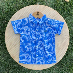Camisa Infantil Estampada Verão Azul em Algodão Manga Curta - HKN Camisaria - comprar online