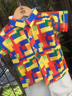 Camisa Infantil Estampa Digital Lego em Algodão Manga Curta - HKN Camisaria - HKN Camisaria
