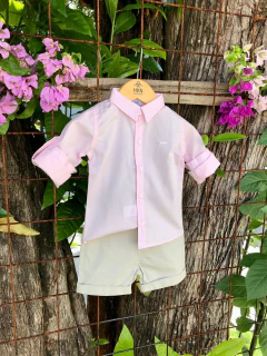 Camisa Infantil Clássica Algodão Premium Rosa Bebê Manga Longa com Martingale - HKN Camisaria na internet