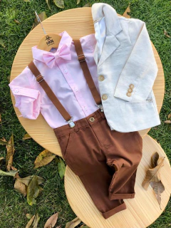 Camisa Infantil Clássica Algodão Premium Rosa Bebê Manga Longa com Martingale - HKN Camisaria - loja online