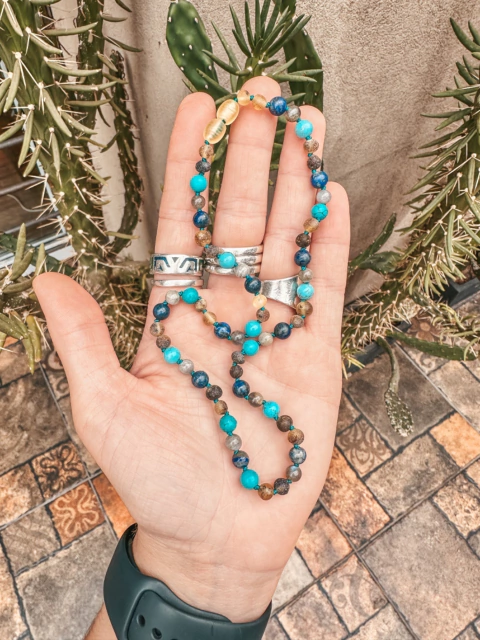 Collar Océano - Ámbar, Turquesa, Labradorita, Lapislázuli.