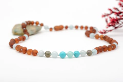 Collar Margarita ~ Ámbar, amazonita, aguamarina, labradorita y turquesa - comprar online