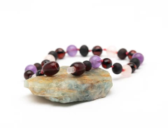 Pulsera Vera ~ Ámbar Cherry, Amatista Y Cuarzo Rosa en internet
