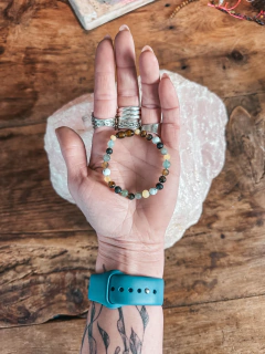 Pulsera Terra - Ámbar, Howlita, Ojo De Tigre, Aventurina Y Labradorita.