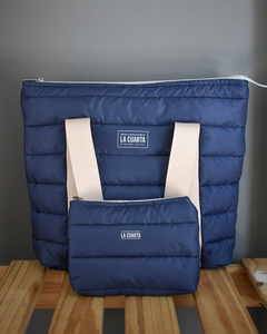 Set Bolso Bruja - Mediano+Neceser Puffer Azúl Marino