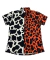 Camisa de botão Animal print vaca, leopardo bicolor