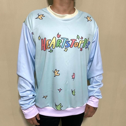 Moletom estilo sueter Heartstopper desenhos e logo livro HQ Alice oseman