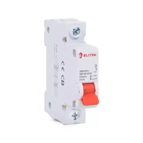 Disjuntor Termomagnético Padrão Din Unipolar 16A Curva C 6Ka Elitek 1668