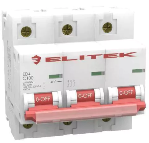 Disjuntor Termomagnético Padrão Din Tripolar 125A Curva C 6Ka Elitek 50351
