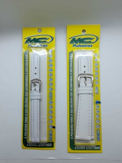 Pulseira de Couro MC - Branca com Costura (10mm ao 20mm)
