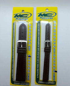 Pulseira de Couro MC - Marrom com Costura (10mm ao 20mm)