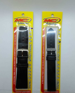 Pulseira de Couro MC - Preta EXTRA LONGA (12mm ao 20mm)