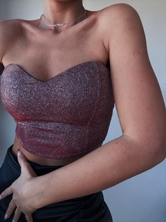 STRAPLESS SHINE - BORDO CON PLATEADO