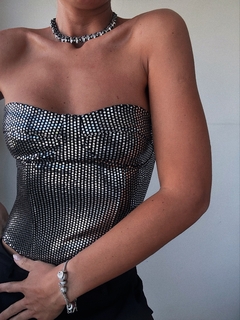 CORSET GRETA - NEGRO CON PLATEADO - tienda online