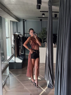 TOP VESTIDO MAGUIE - LADRILLO Y CHOCOLATE - comprar online