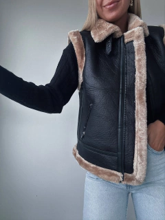 CHALECO MAITI - NEGRO CON BEIGE