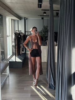 TOP VESTIDO TEXTURADO ISABELLA - CHOCOLATE CLARO - tienda online