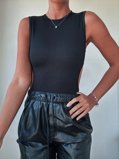 BODY MORLEY CON RECORTES LATERALES - NEGRO - tienda online